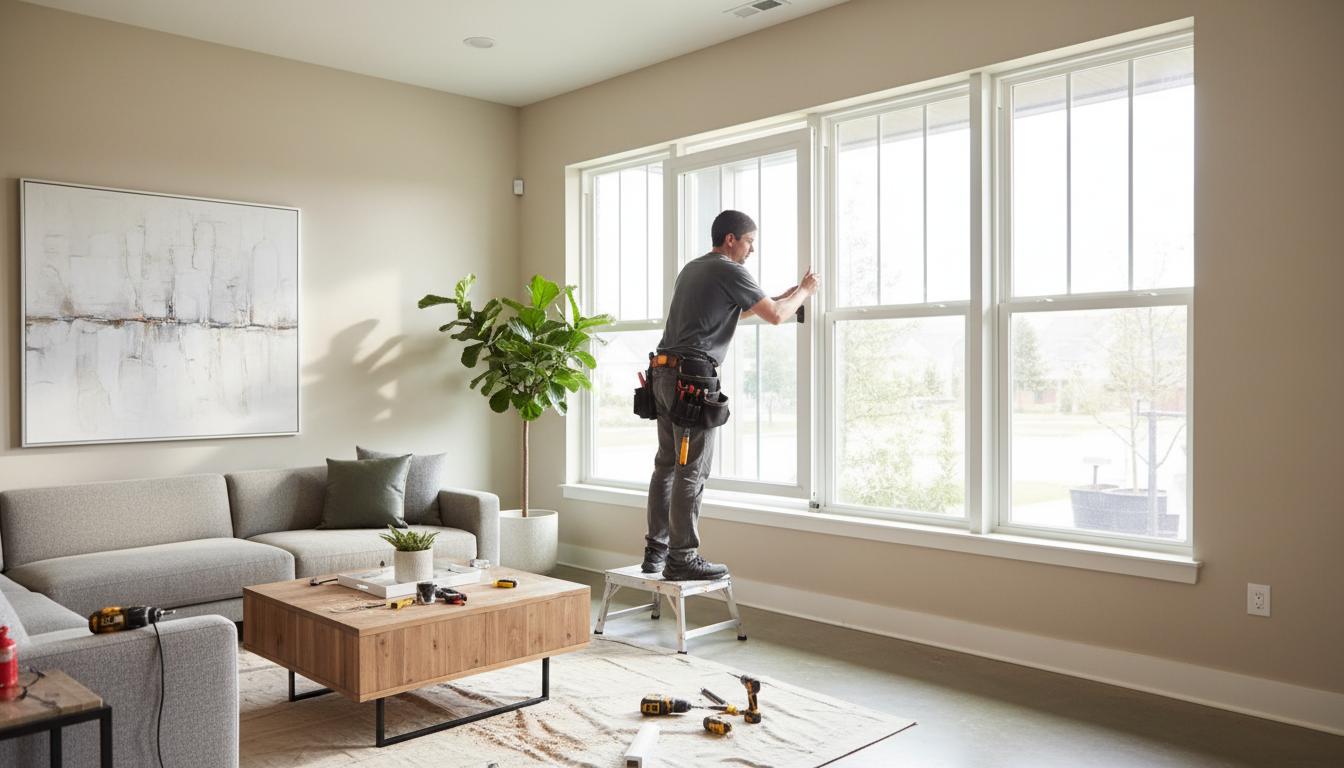 Professional window installer replacing windows